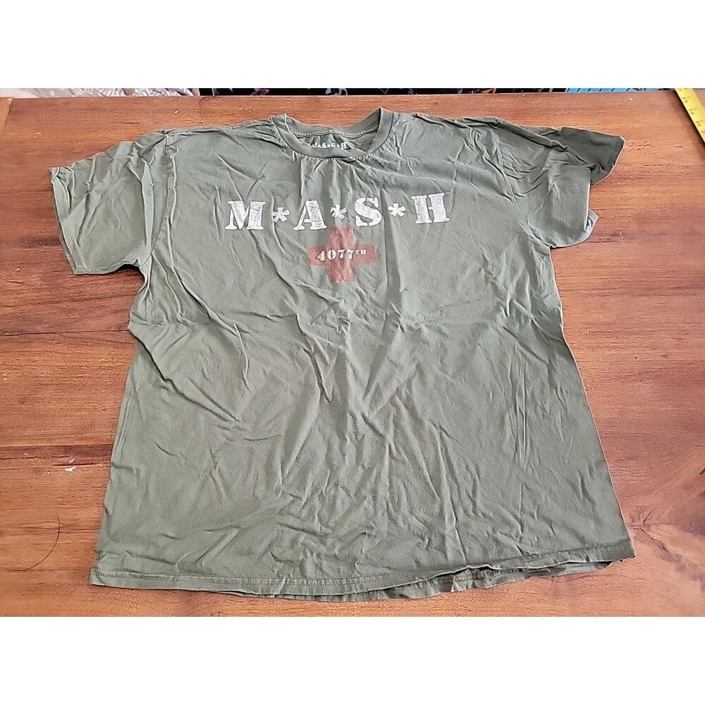 MASH 4077th Army Green T-Shirt Size XL Distressed Graphic Tee Vintage Style